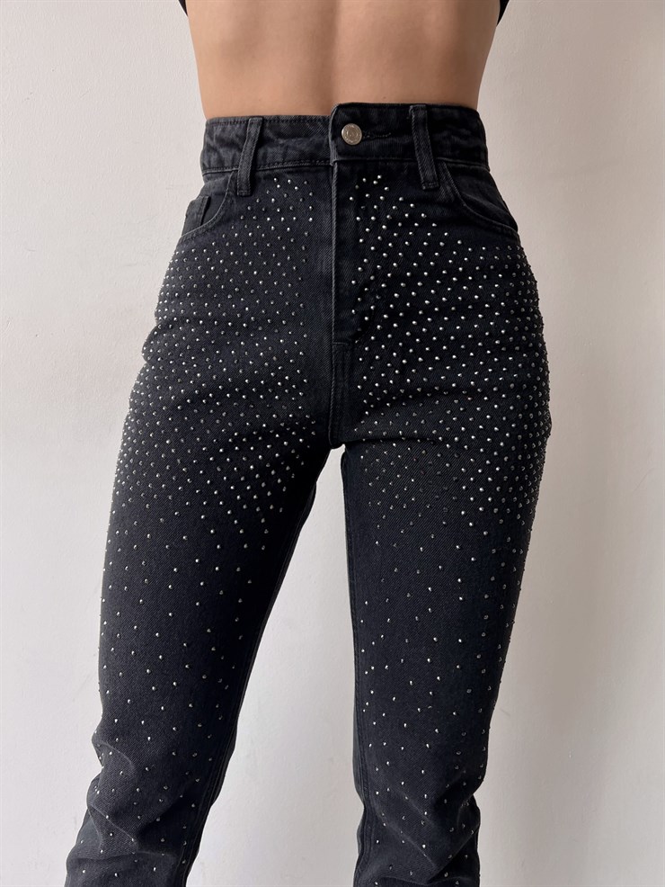 Yüksek Bel Pure Kadın Antrasit Taş Detaylı Jean 23K000395