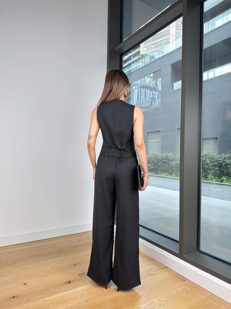 Düğme Kapamalı Rab Siyah Kadın Yelek 25Y243