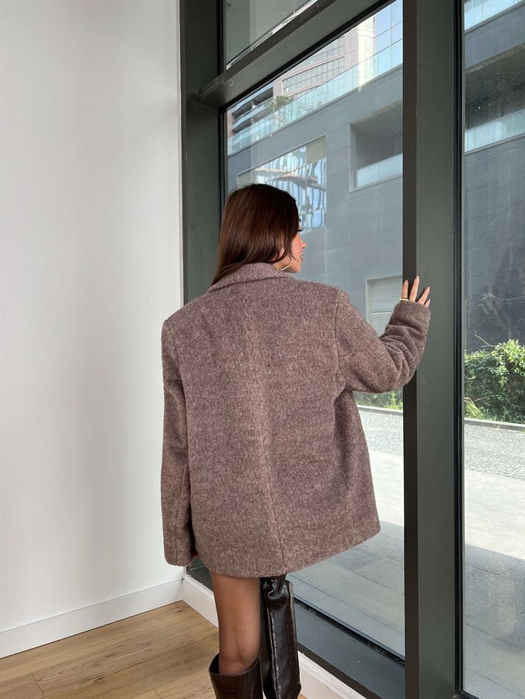 Düğme Kapamalı Rafael Kadın Açık Kahve Keçe Ceket 24k351