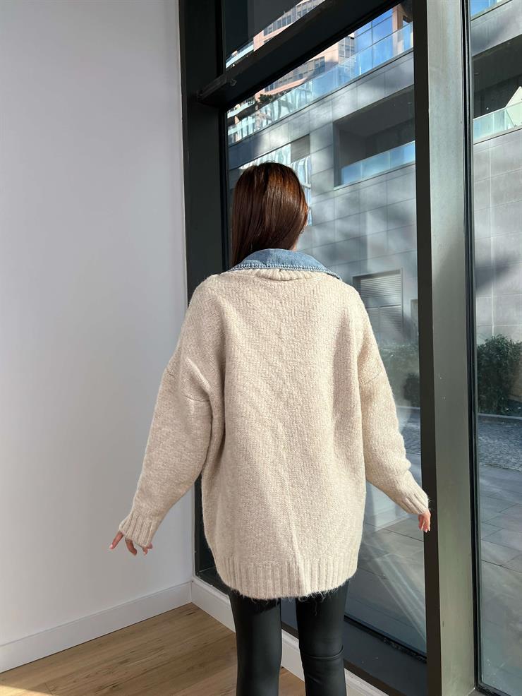 Kot Detaylı Ramiro Kadın Taş Triko Hırka 24k210