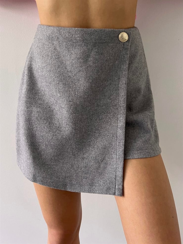 Yüksek Bel Rayan Kadın Gri Şort 23K000286