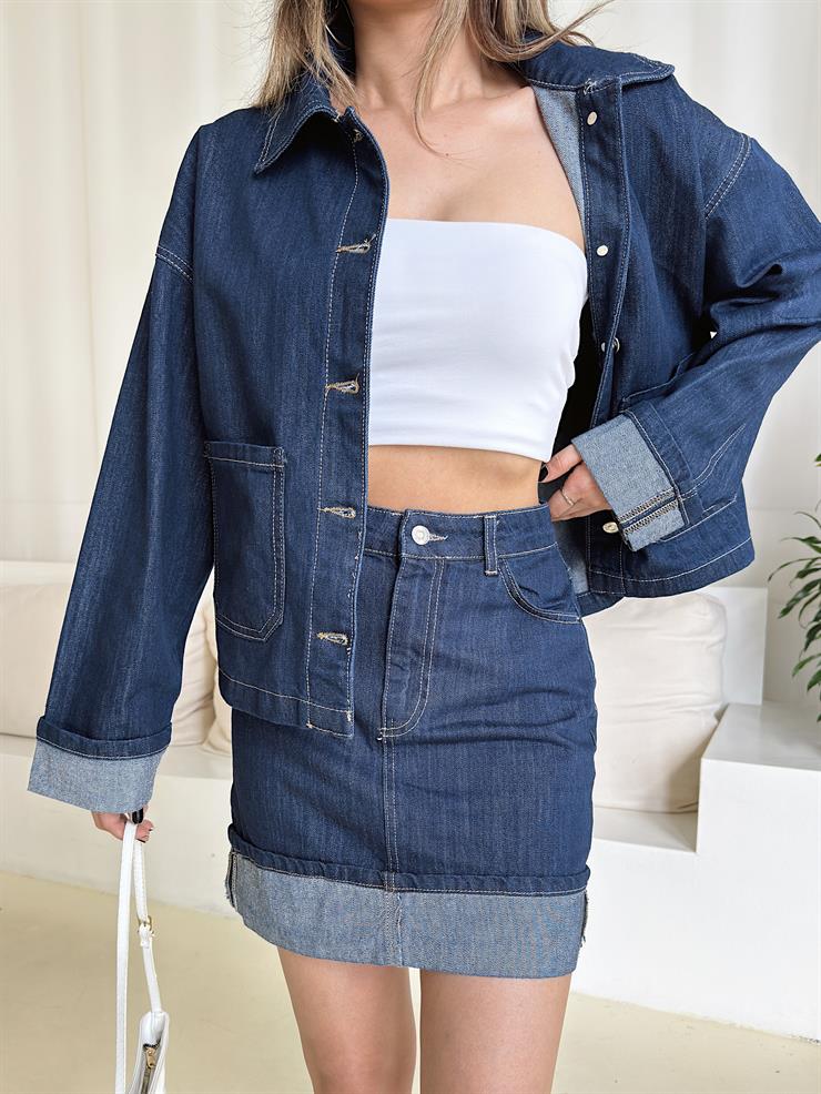 Yüksek Bel Replay Mavi Kadın Mini Kot Etek 25Y102