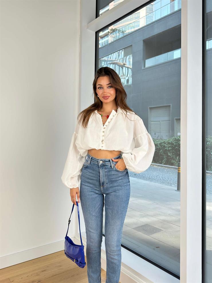 Bomber Rinses Kadın Ekru Gömlek 24Y841