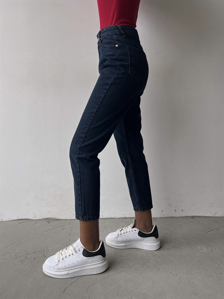 Yüksek Bel Yanları Cepli Rita Kadın Lacivert Jean 22K000559