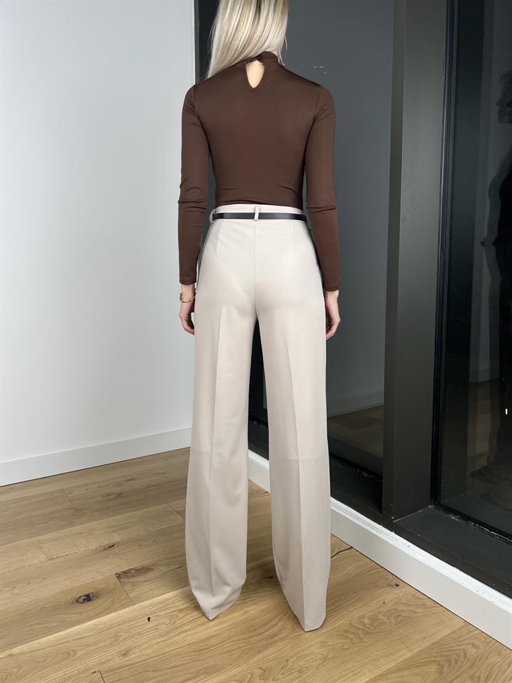 Yüksek Bel Beli Pens Detaylı Robert Kadın Taş Palazzo Pantolon 24k288