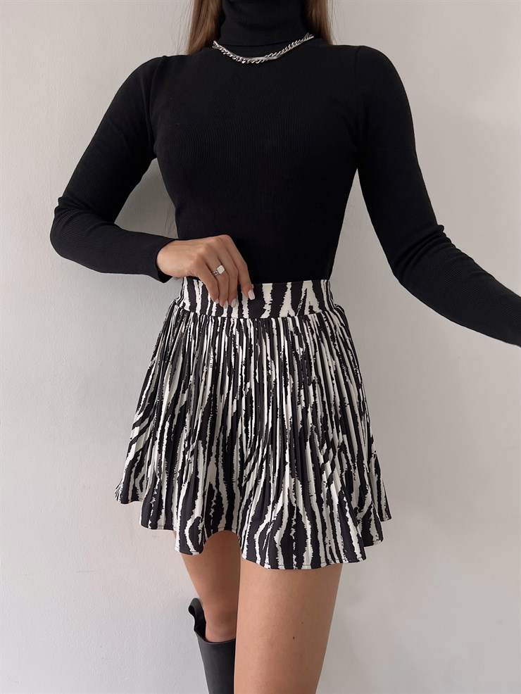 Yüksek Bel Roni Kadın Zebra Desenli Mini Etek 23K000287