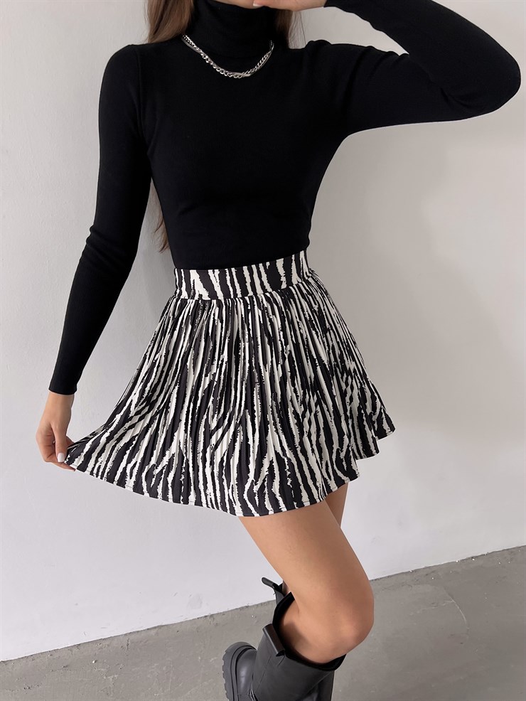 Yüksek Bel Roni Kadın Zebra Desenli Mini Etek 23K000287