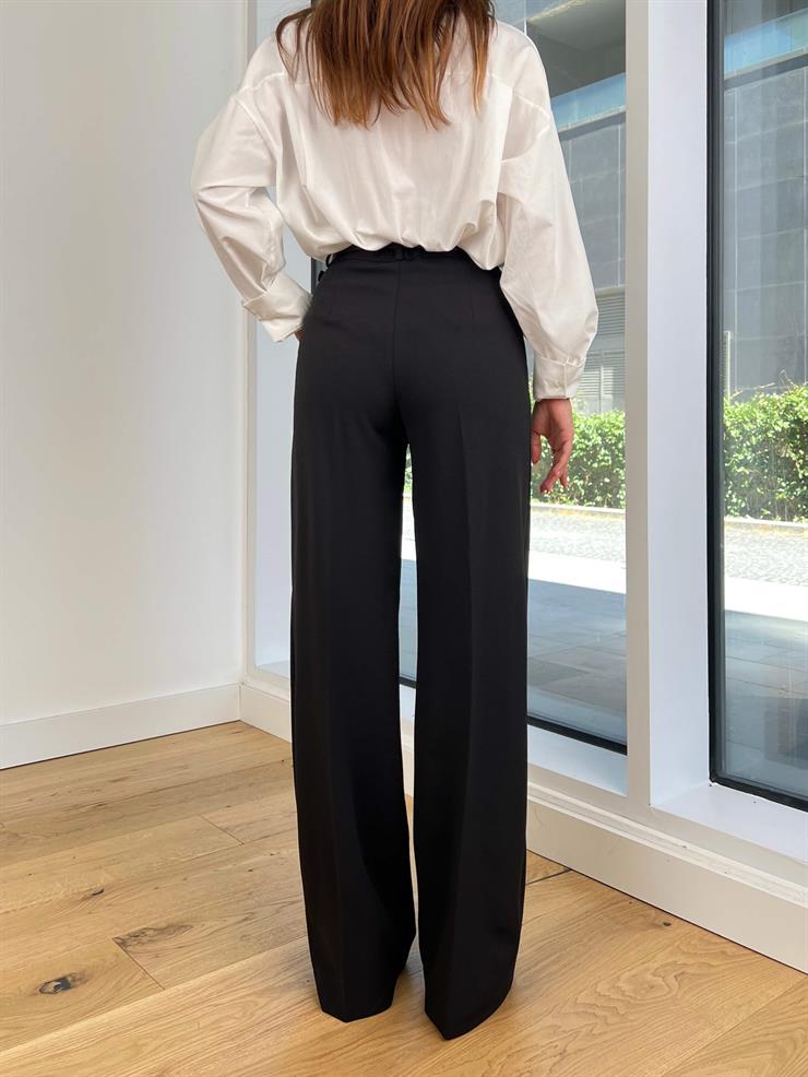 Yüksek Bel Pens Detaylı Rosalinda Kadın Siyah Palazzo Pantolon 24Y847