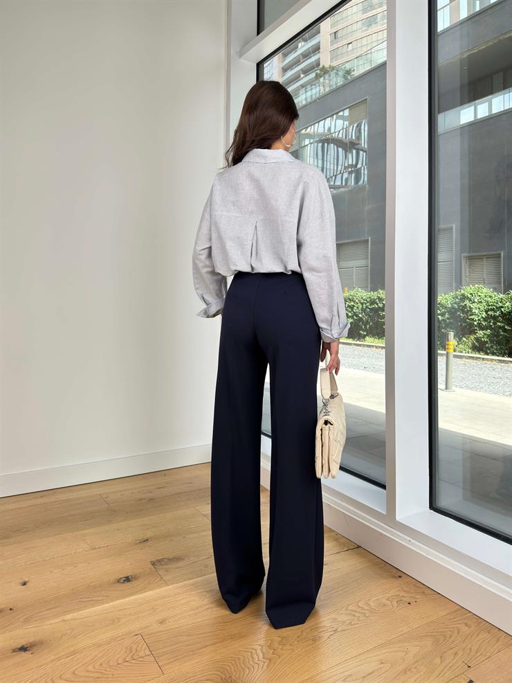 Yüksek Bel Pens Detaylı Pol Paça Rosalinda Lacivert Kadın Pantolon 24Y847