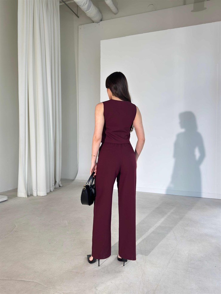 Yelekli Bordo İkili Sarah Kadın Takım 26Y193