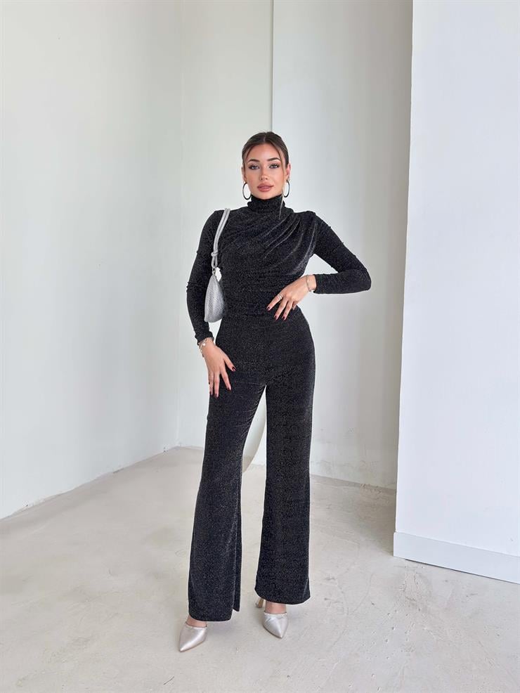 Parlak Seldine Siyah Kadın Pantolon 26K151