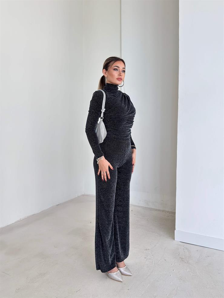 Parlak Seldine Siyah Kadın Pantolon 26K151