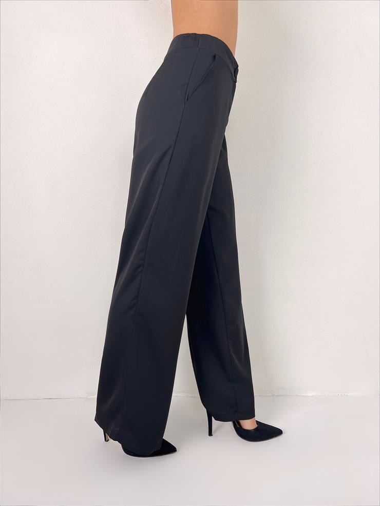 Yüksek Bel Önü Düğme Kapamalı Shelby Kadın Siyah Pantolon 23Y000032