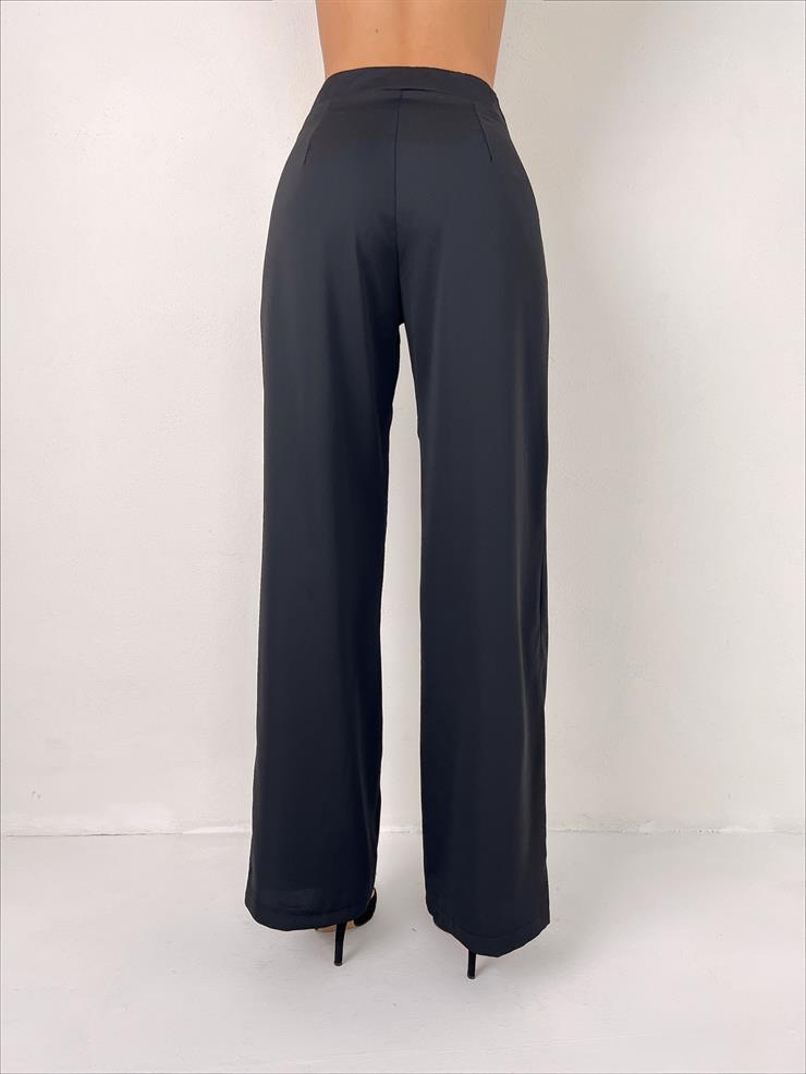 Yüksek Bel Önü Düğme Kapamalı Shelby Kadın Siyah Pantolon 23Y000032