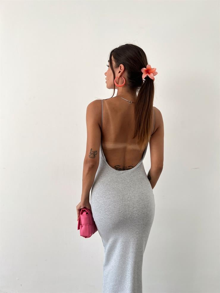 İp Askılı Sonaran Kadın Gri Elbise 23Y000614