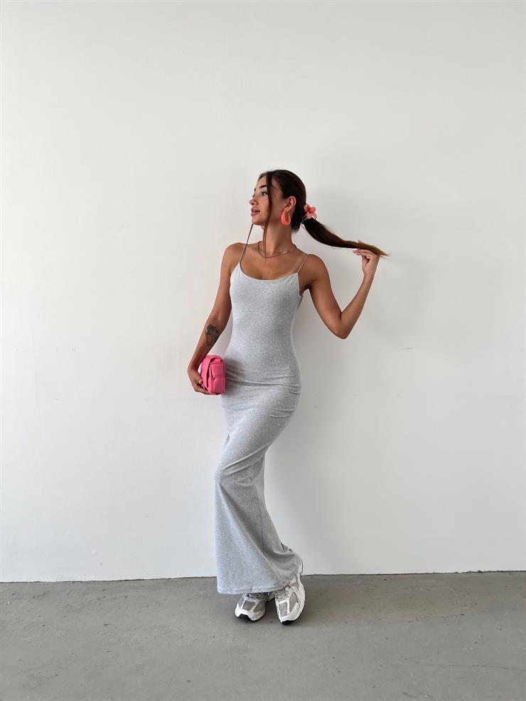 İp Askılı Sonaran Kadın Gri Elbise 23Y000614