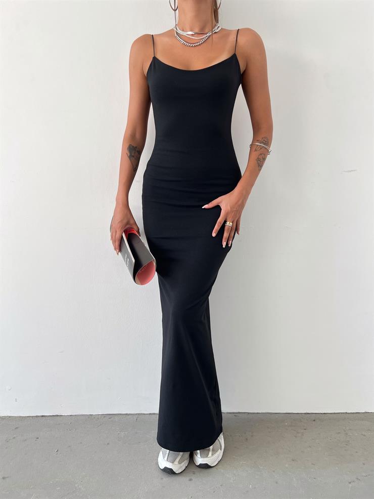 İp Askılı Sonaran Kadın Siyah Elbise 23Y000614