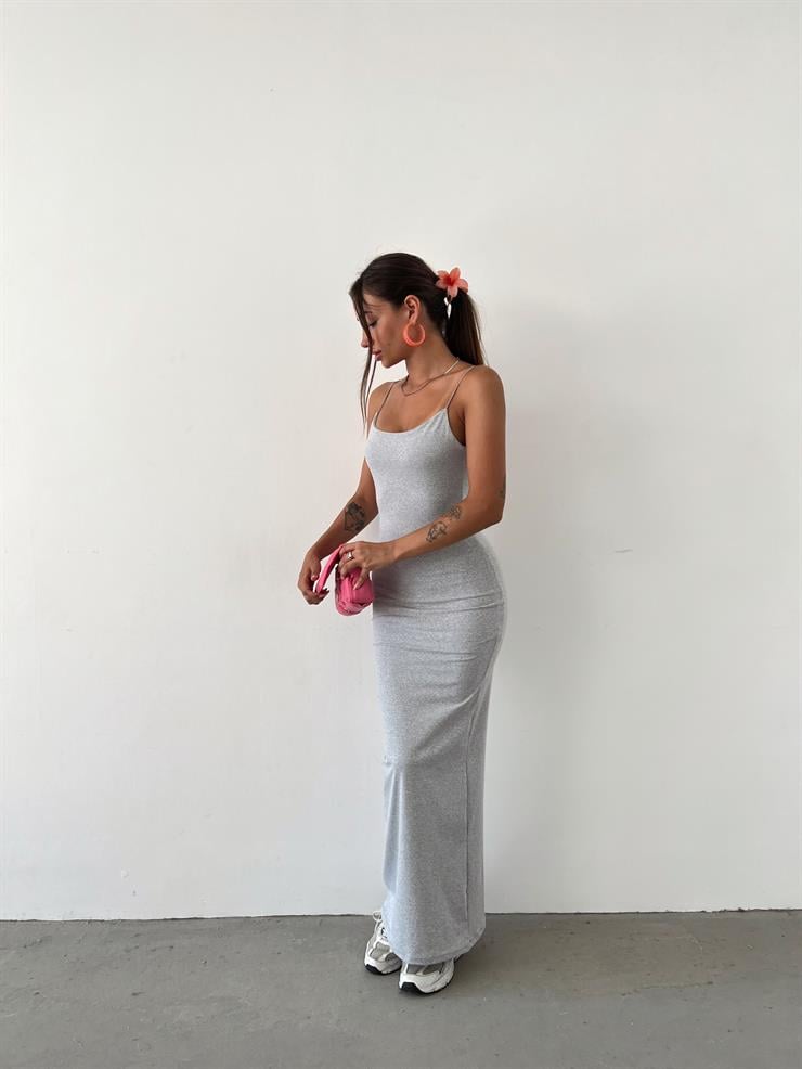 İp Askılı Sonaran Kadın Gri Elbise 23Y000614