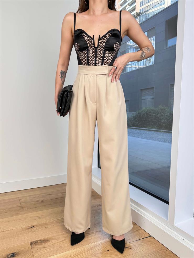 Yüksek Bel Pens Detaylı Stan Kadın Taş Palazzo Pantolon 24Y363