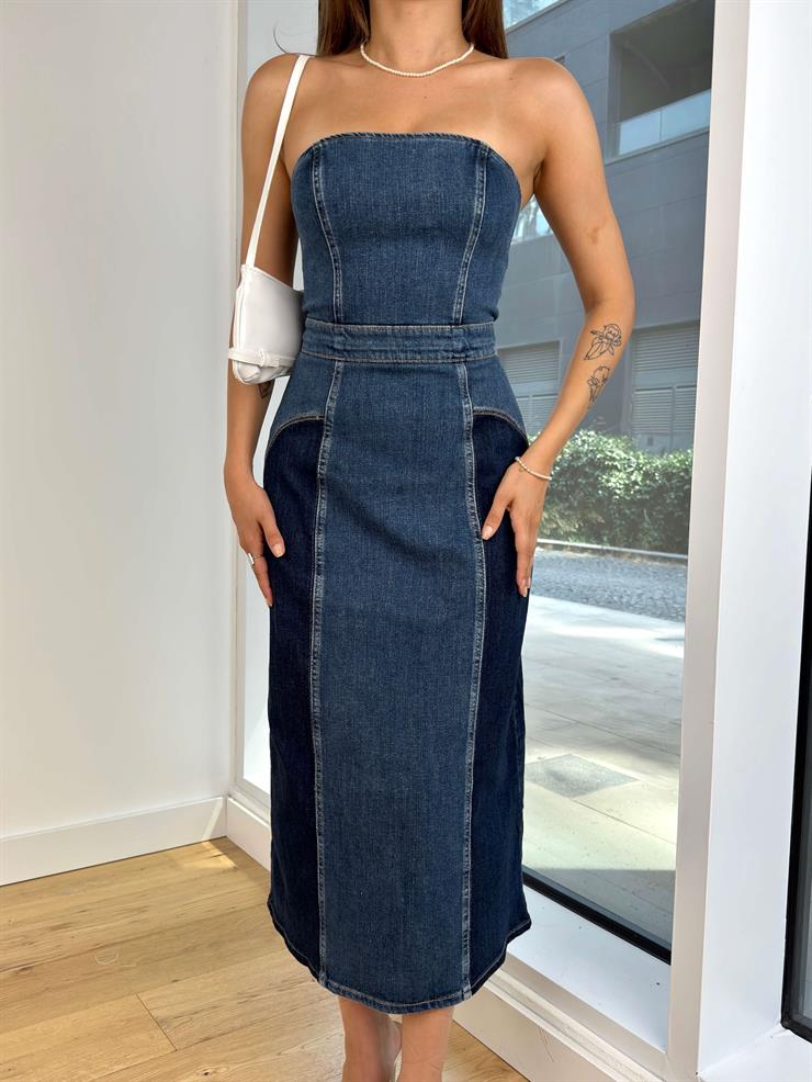 Srtaplez Stanis Kadın Mavi Kot Elbise 24Y807