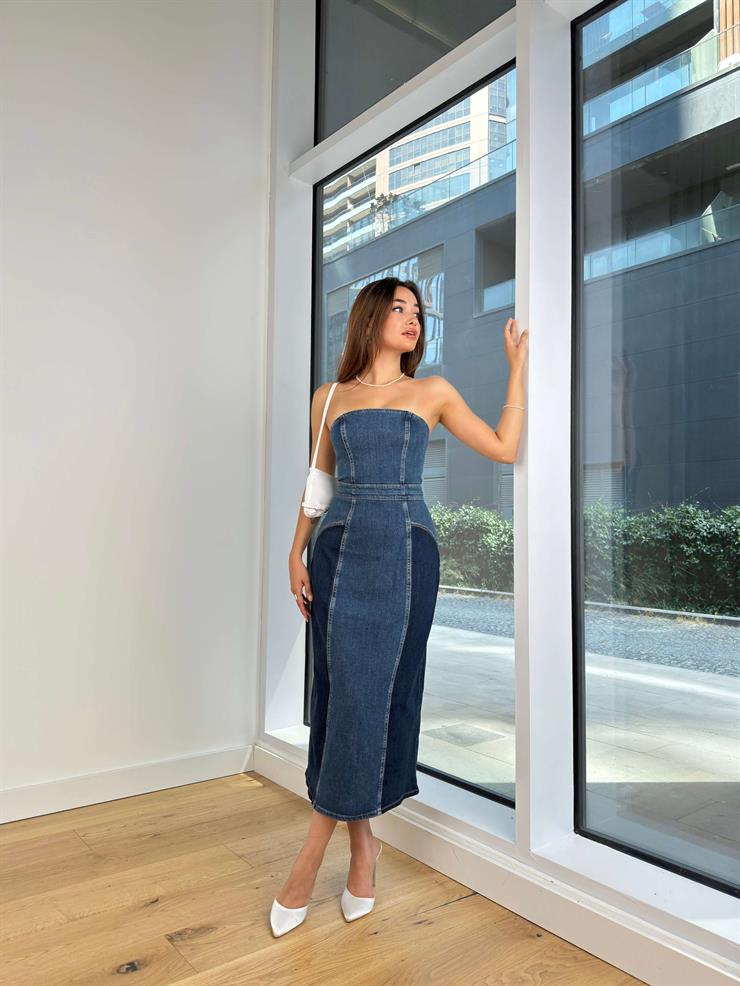 Srtaplez Stanis Kadın Mavi Kot Elbise 24Y807