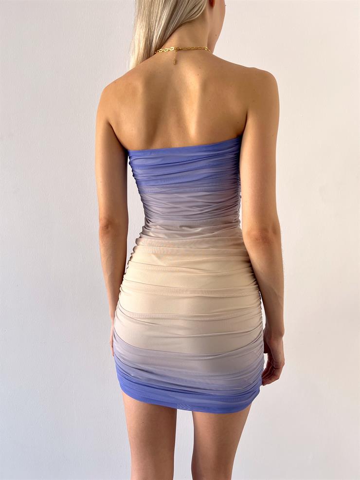 Straplez Drape Detaylı Corpus Kadın Lila Elbise 23Y000482