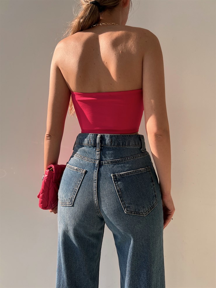 Straplez Kalp Yaka Korse Lexi Kadın Pembe Crop 22Y000141