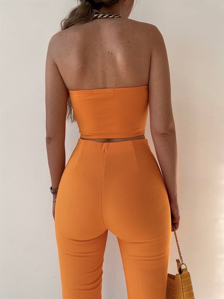 Straplez Kalp Yaka Korse Lexi Kadın Turuncu Crop 22Y000141