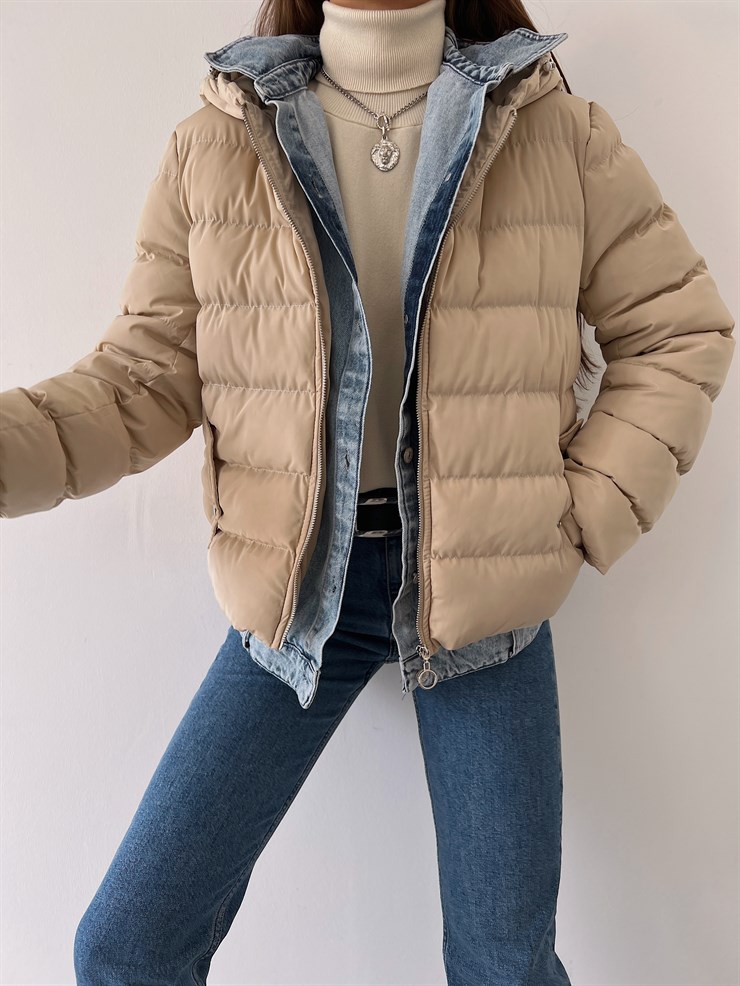 Kapüşonlu Yanları Cepli Taremi Kadın Taş Mont 23K000276