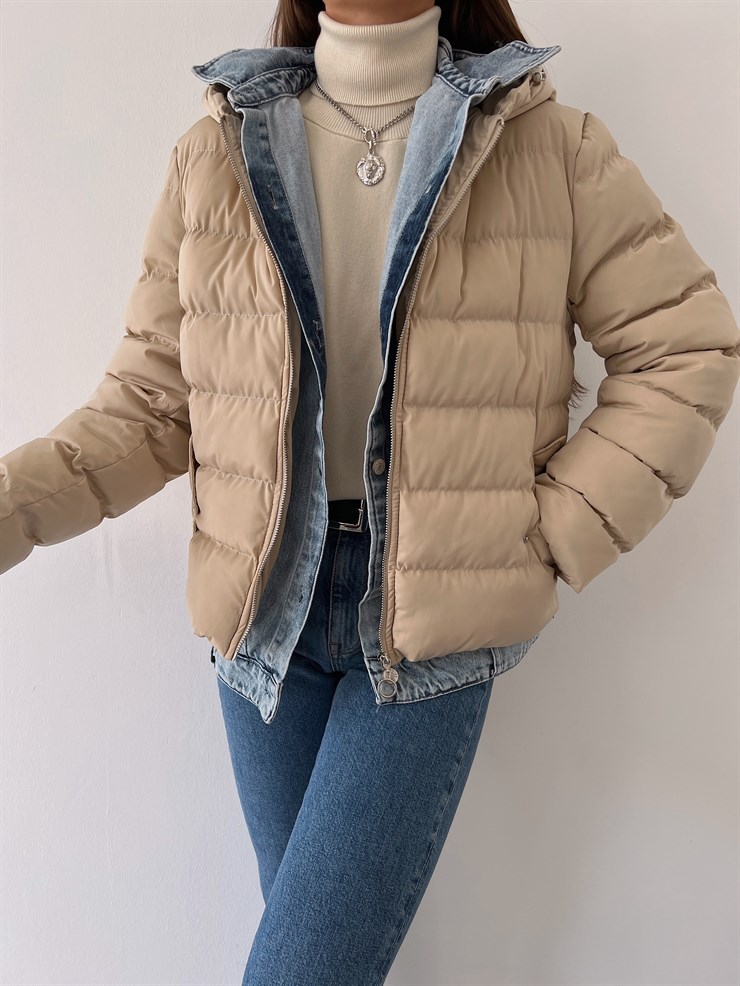 Kapüşonlu Yanları Cepli Taremi Kadın Taş Mont 23K000276