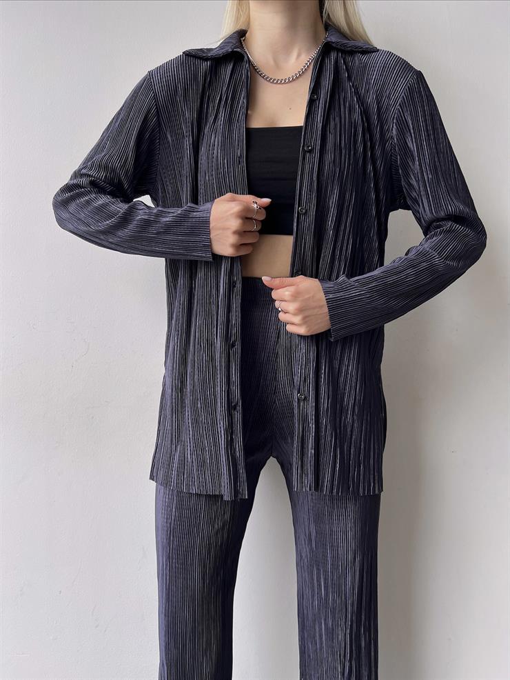 Fitilli Piliseli Kumaş Tatiana Kadın Antrasit İkili Takım 22Y000295