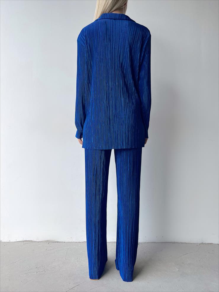 	Fitilli Piliseli Kumaş Tatiana Kadın Saks İkili Takım 22Y000295