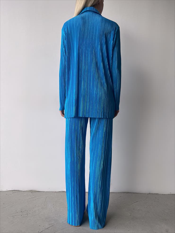 Fitilli Piliseli Kumaş Tatiana Kadın Mavi İkili Takım 22Y000295