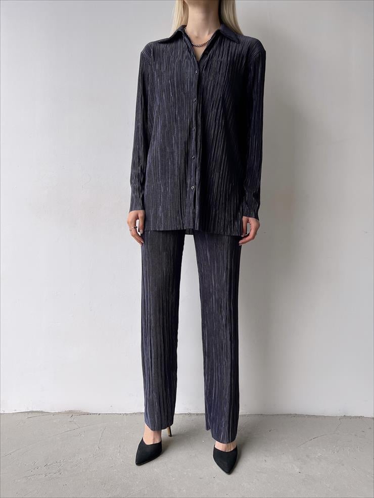 Fitilli Piliseli Kumaş Tatiana Kadın Antrasit İkili Takım 22Y000295