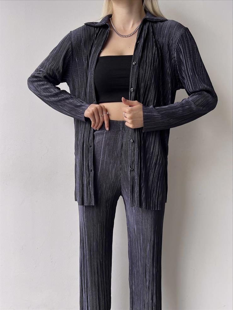 Fitilli Piliseli Kumaş Tatiana Kadın Antrasit İkili Takım 22Y000295