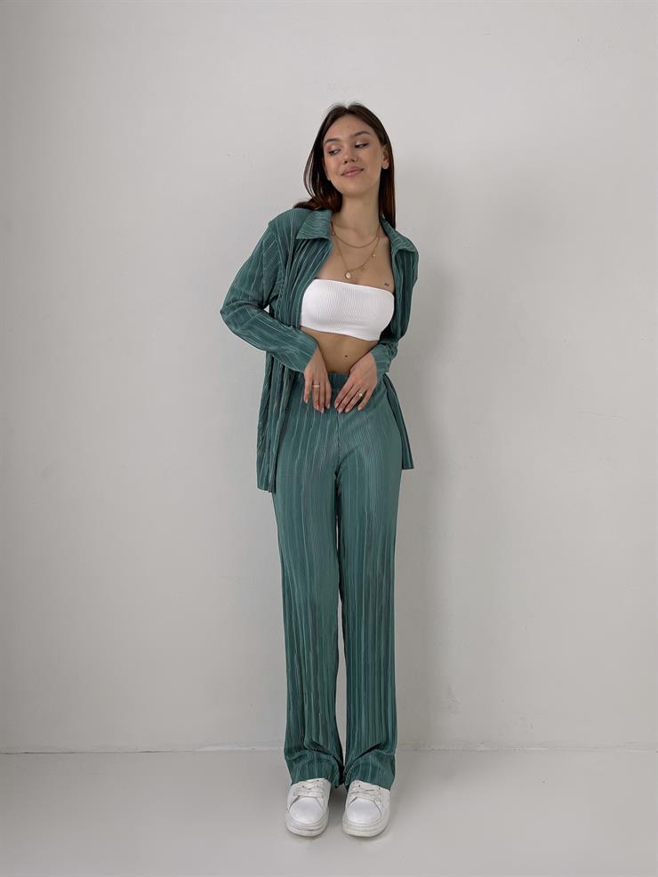 Fitilli Piliseli Kumaş Tatiana Kadın Mint İkili Takım 22Y000295