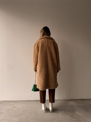 Oversize Cepli Kadın Camel Teddy Kaban 21K000306