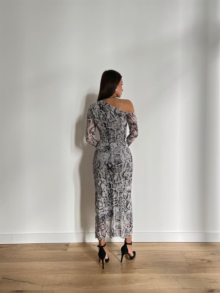 Tek Kol Beli Drape Detaylı Agosto Kadın Siyah Elbise 24k000123