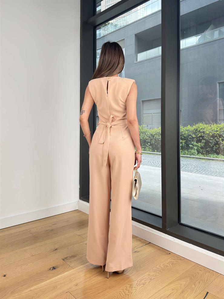 Kolsuz Belden Bağlamalı Tırast Taş Kadın Tulum 25Y272