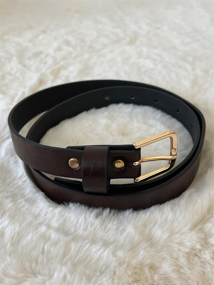 Ufak Kare Tokalı Kadın Kahve Kemer 23Y000631