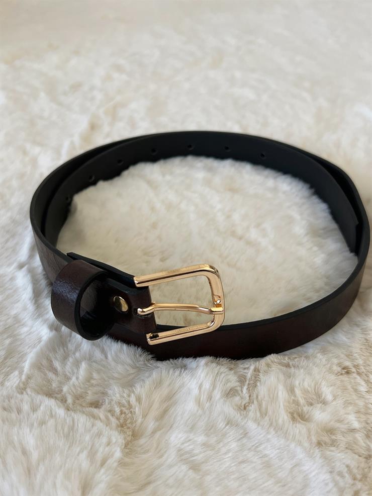 Ufak Kare Tokalı Kadın Kahve Kemer 23Y000631