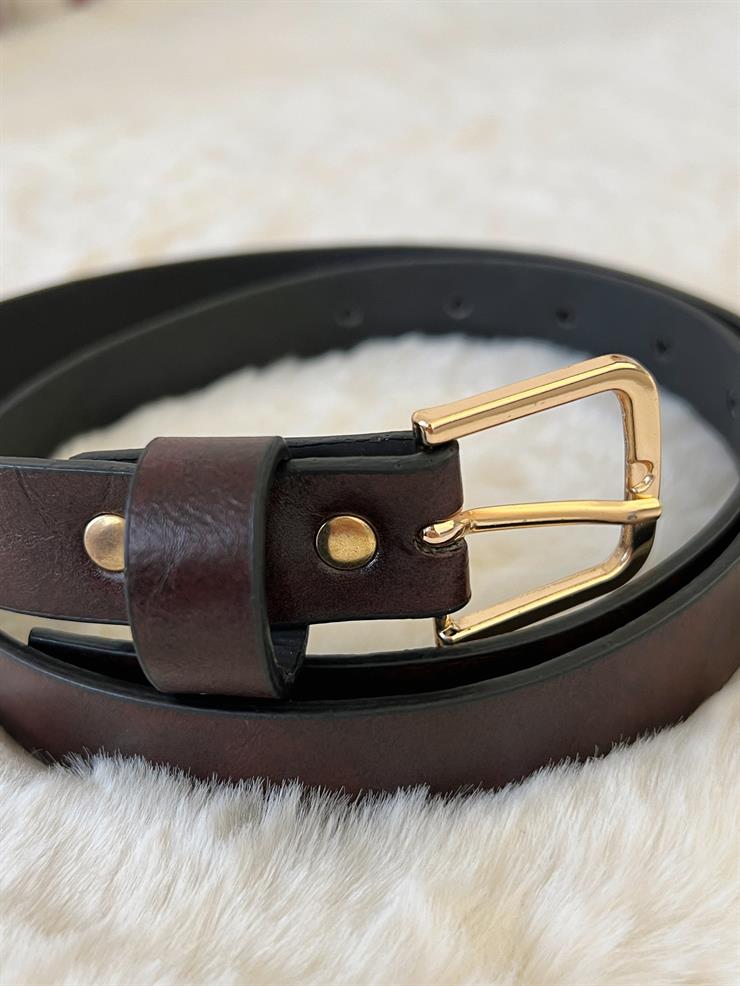 Ufak Kare Tokalı Kadın Kahve Kemer 23Y000631