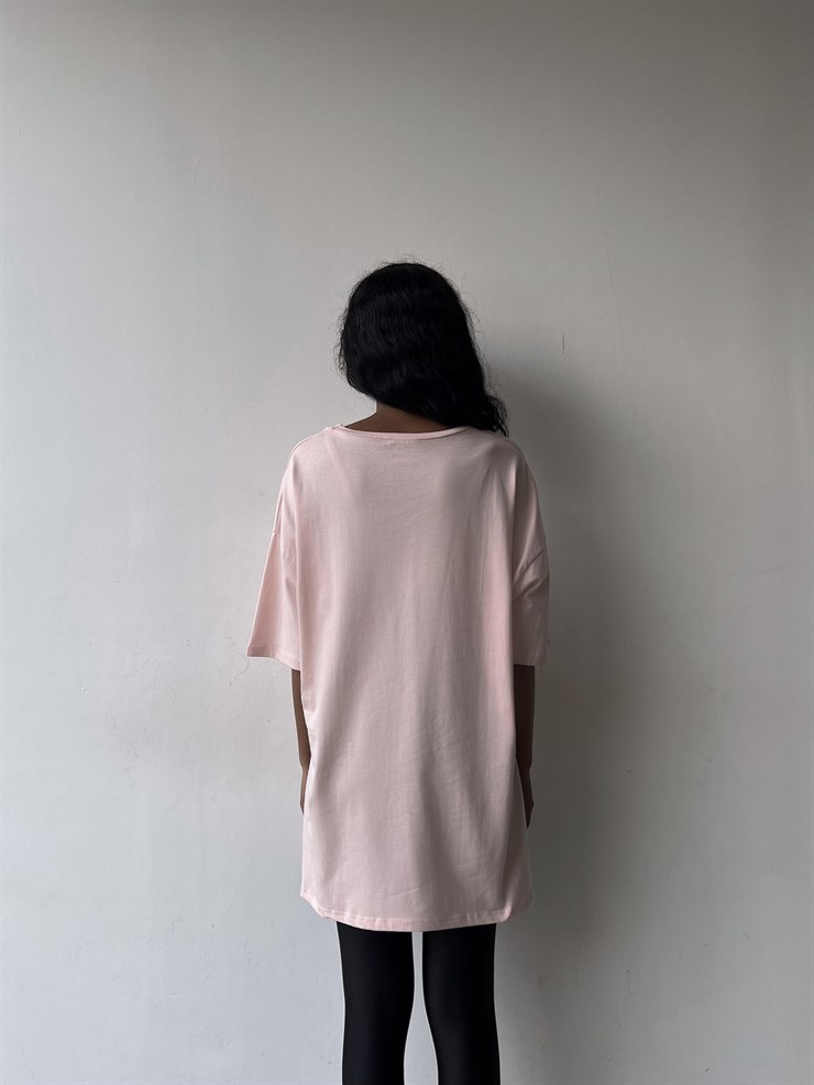 Bisiklet Yaka Yarım Kol Ulises Kadın Pudra Tişört 22Y000177