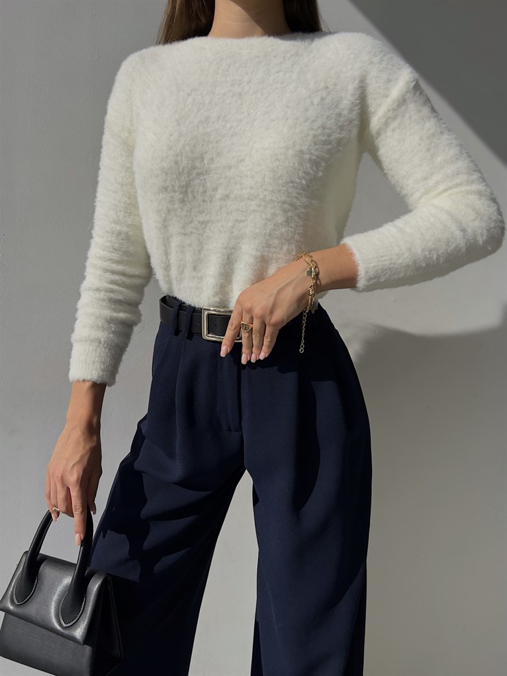 Uzun Kol Alaric Kadın Ekru Sakal Kazak 23K000122