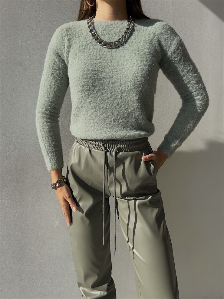 Uzun Kol Alaric Kadın Mint Sakal  Kazak 23K000122