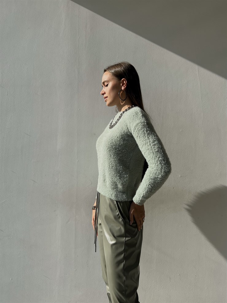 Uzun Kol Alaric Kadın Mint Sakal  Kazak 23K000122