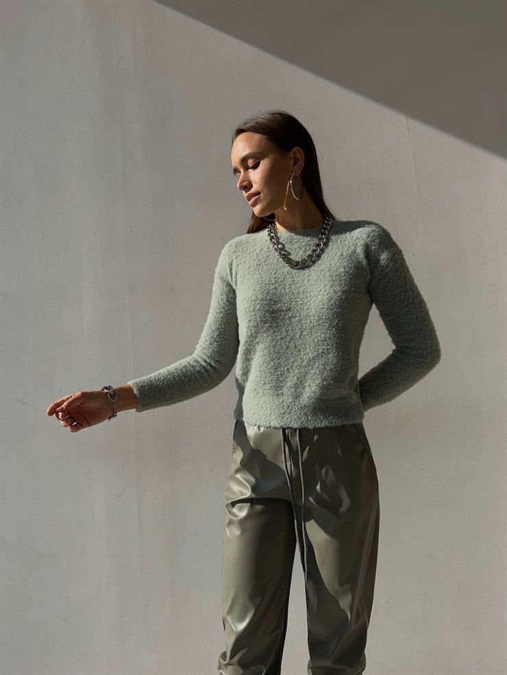 Uzun Kol Alaric Kadın Mint Sakal  Kazak 23K000122