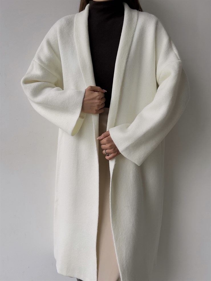 Uzun Triko Christopher Kadın Ekru Hırka 23K000135