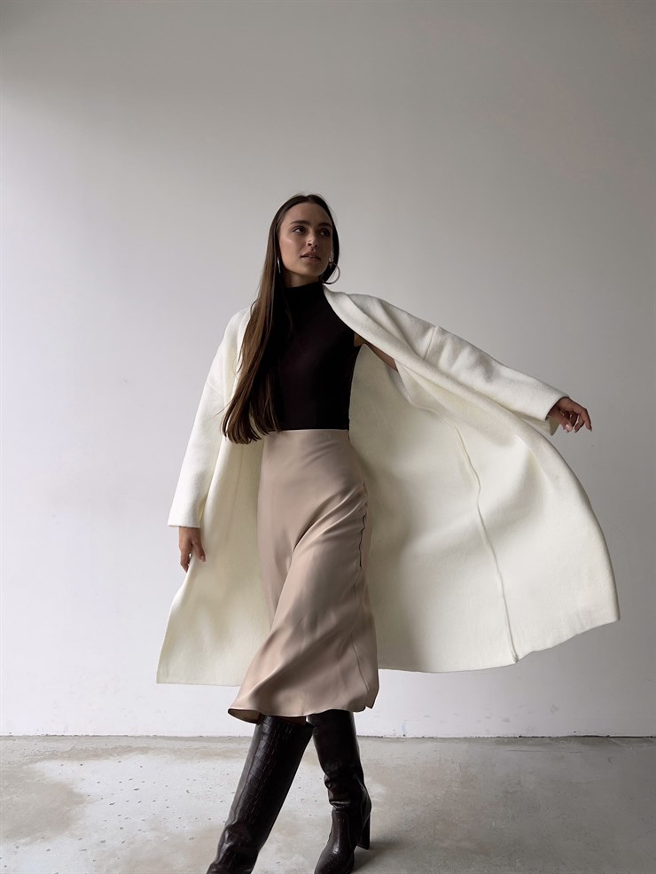 Uzun Triko Christopher Kadın Ekru Hırka 23K000135