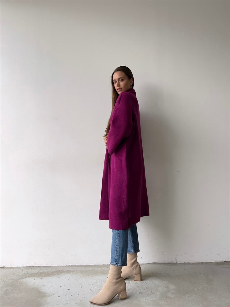 Uzun Triko Christopher Kadın Fuşya Hırka 23K000135